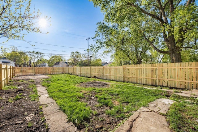 view of yard featuring a fenced backyard