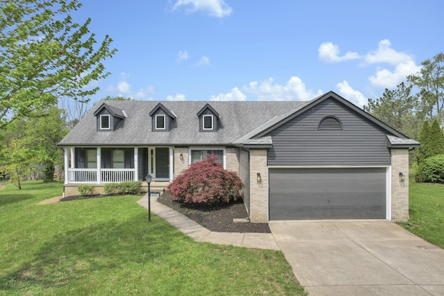 845 Mcnaughten Rd, Columbus, OH 43213 - new england style home with a front lawn, a porch, driveway, and brick siding