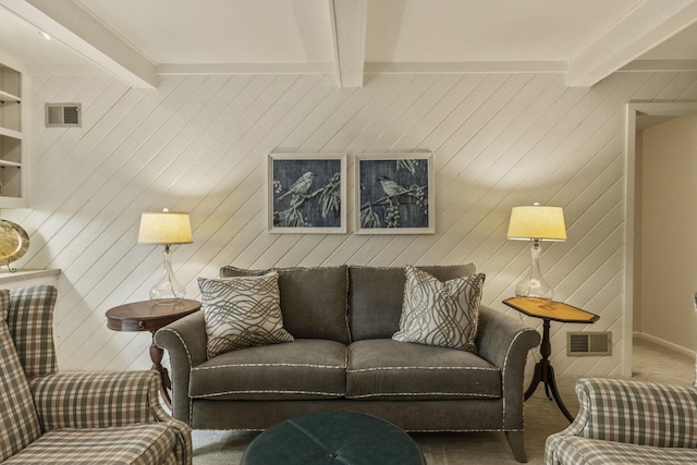 4522 Crompton Dr, Columbus, OH 43220 - living area featuring beamed ceiling and carpet