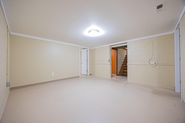 125 S Hamilton Rd, Columbus, OH 43230 - unfurnished bedroom with concrete flooring and concrete block wall