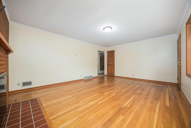 125 S Hamilton Rd, Columbus, OH 43230 - unfurnished living room featuring wood finished floors, crown molding, baseboards, and a fireplace