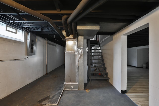1235 Beechwood Rd, Columbus, OH 43227 - below grade area with electric panel and stairway