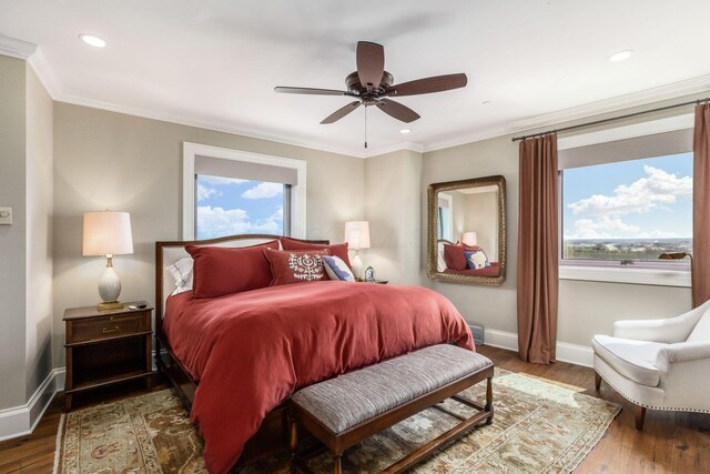 1 Miranova Pl Unit 2230, Columbus, OH 43215 - bedroom with baseboards, recessed lighting, and wood finished floors