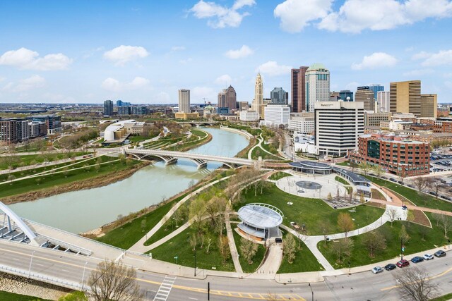 1 Miranova Pl Unit 2230, Columbus, OH 43215 - aerial view featuring a view of city and a water view