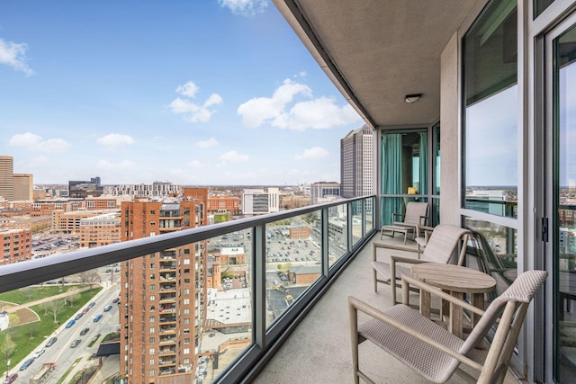 balcony with a view of city