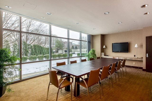 1 Miranova Pl Unit 2230, Columbus, OH 43215 - dining area featuring recessed lighting and floor to ceiling windows