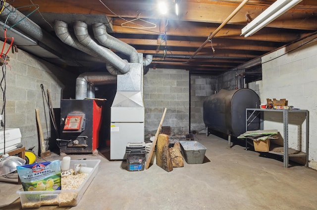 unfinished basement with heating fuel