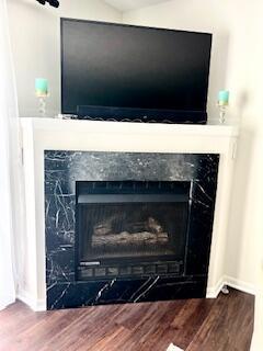 4708 Parrau Dr Unit 60D, Columbus, OH 43228 - room details with baseboards, a fireplace, and wood finished floors