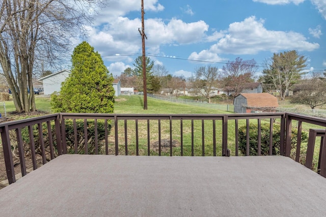 311 Williamsburg Ln NW, Lancaster, OH 43130 - deck with a lawn, an outdoor structure, a shed, and a residential view