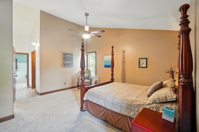 9127 Red Cedar Dr, West Chester, OH 45069 - bedroom with light colored carpet, baseboards, and vaulted ceiling