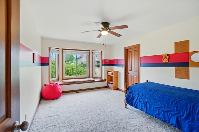 9127 Red Cedar Dr, West Chester, OH 45069 - bedroom featuring baseboards, visible vents, ceiling fan, and carpet