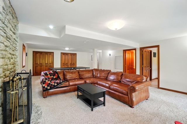 9127 Red Cedar Dr, West Chester, OH 45069 - living area featuring baseboards and light colored carpet