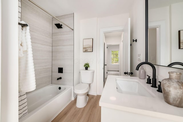 86 Hiawatha Ave, Westerville, OH 43081 - bathroom with vanity,  shower combination, wood finished floors, and toilet