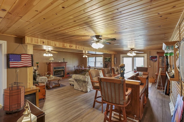 3615 Dragoo Rd, Nashport, OH 43830 - dining area with wooden ceiling and wood finished floors