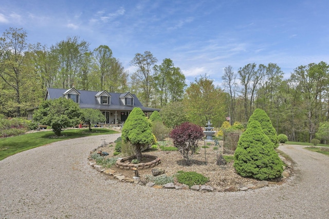 3615 Dragoo Rd, Nashport, OH 43830 - view of front of house with curved driveway and metal roof
