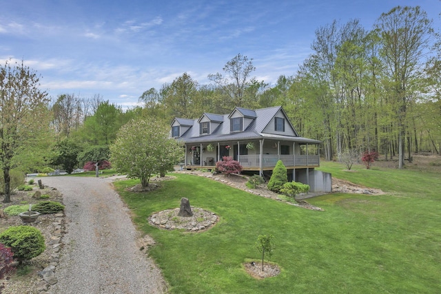 3615 Dragoo Rd, Nashport, OH 43830 - view of front facade featuring a front lawn, covered porch, and gravel driveway