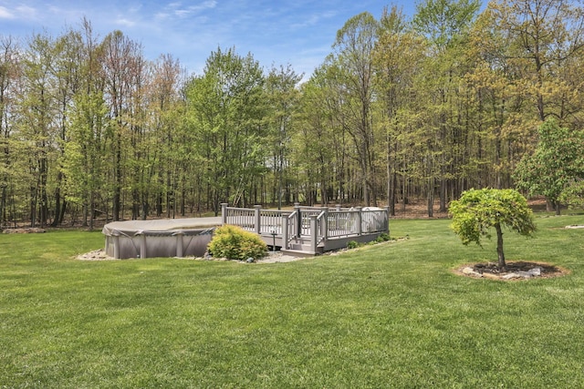 3615 Dragoo Rd, Nashport, OH 43830 - view of yard with a covered pool and a deck