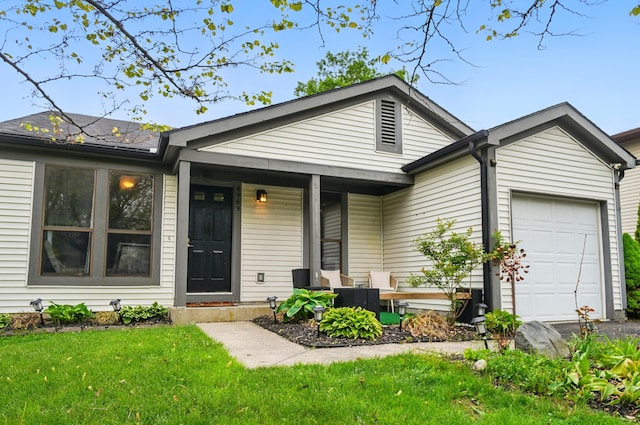 4969 Shannonbrook Dr, Columbus, OH 43221 - ranch-style house with a garage, a porch, and a front lawn