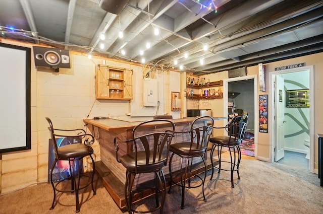 4969 Shannonbrook Dr, Columbus, OH 43221 - bar with carpet floors, concrete block wall, and bar area