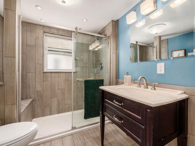 121 Haldy Ave, Columbus, OH 43204 - bathroom with a stall shower, toilet, and vanity