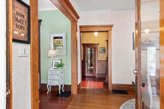 6 Town St, Pataskala, OH 43062 - hall featuring wood finished floors, crown molding, and baseboards
