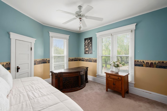 6 Town St, Pataskala, OH 43062 - bedroom with multiple windows, crown molding, carpet flooring, baseboards, and ceiling fan