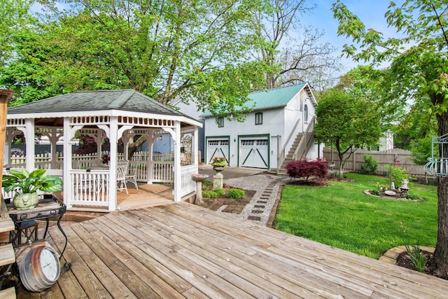 6 Town St, Pataskala, OH 43062 - wooden deck featuring a gazebo, stairs, and a garage