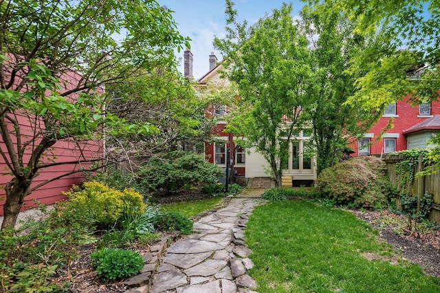 view of yard featuring fence