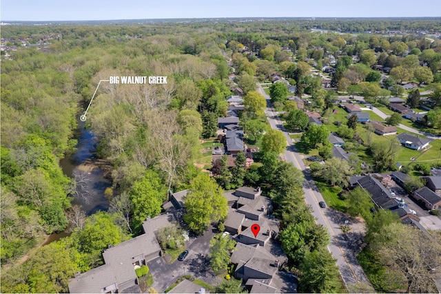 1624 Coppertree Ln, Columbus, OH 43232 - aerial view of property and surrounding area with a heavily wooded area and nearby suburban area
