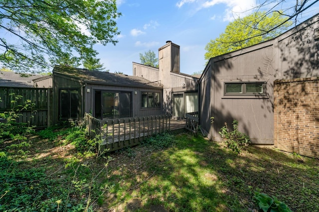 1624 Coppertree Ln, Columbus, OH 43232 - back of house with a chimney and a deck