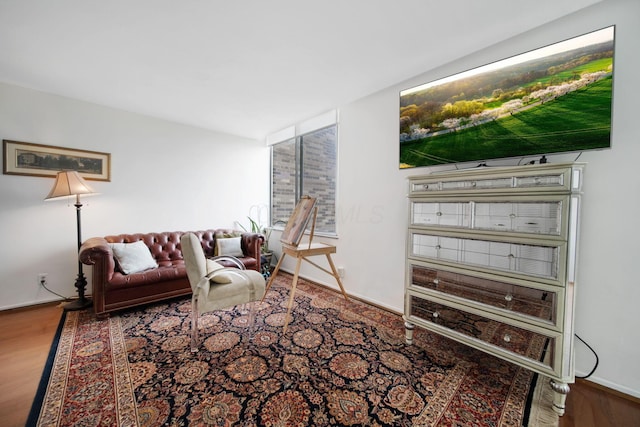 living area featuring wood finished floors