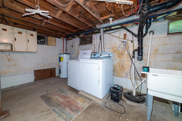 247 Bank St, Mount Gilead, OH 43338 - unfinished below grade area with water heater and independent washer and dryer