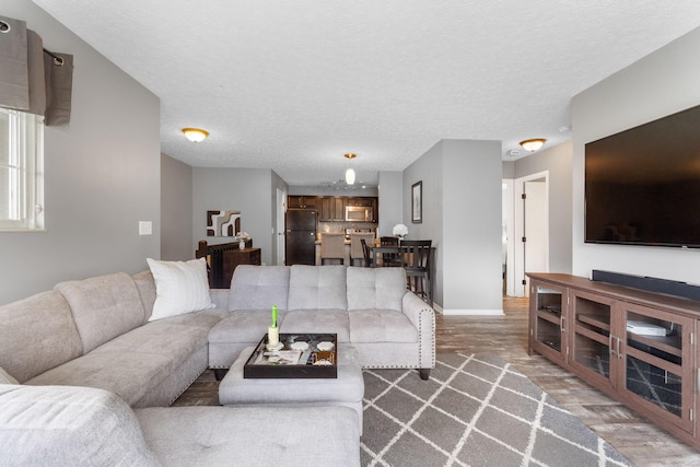 9137 Parkpoint Ln, Lewis Center, OH 43035 - living room featuring light wood finished floors, baseboards, and a textured ceiling