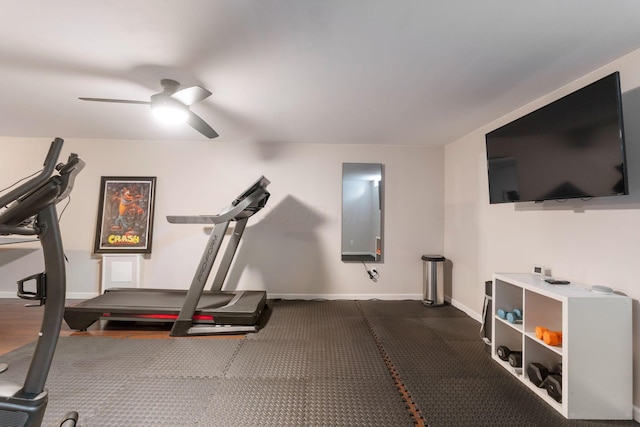 9137 Parkpoint Ln, Lewis Center, OH 43035 - workout room with ceiling fan and baseboards