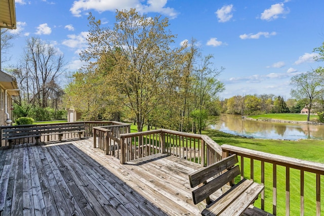 125 W Woodmere Dr, Tiffin, OH 44883 - wooden deck with a yard and a water view