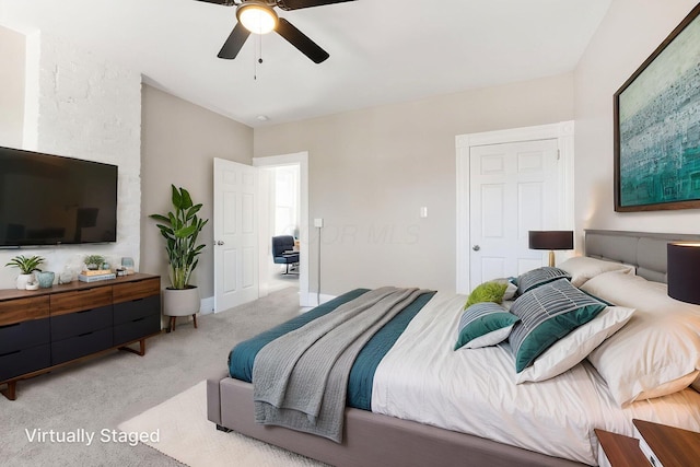 61 Dakota Ave, Columbus, OH 43222 - bedroom with a ceiling fan and light carpet