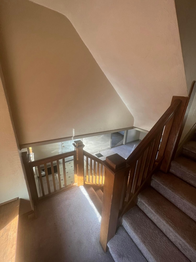 126 S Seffner Ave, Marion, OH 43302 - staircase with carpet and lofted ceiling