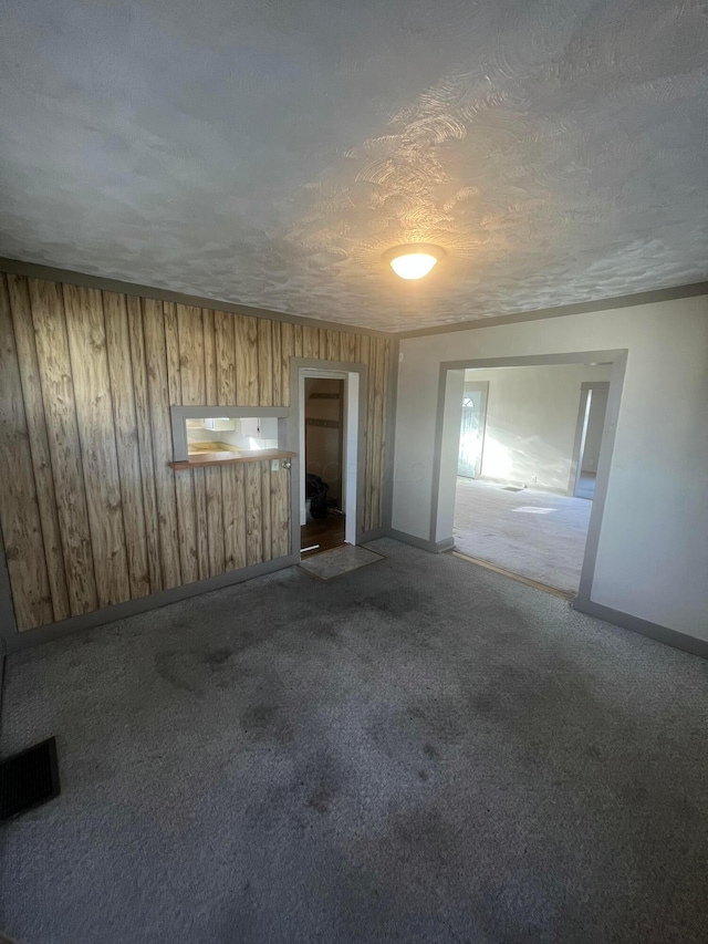 126 S Seffner Ave, Marion, OH 43302 - spare room featuring wood walls, carpet floors, baseboards, and a textured ceiling