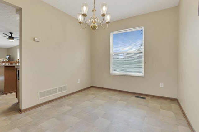6495 Saylor St, Canal Winchester, OH 43110 - spare room featuring a ceiling fan, baseboards, a chandelier, and light flooring