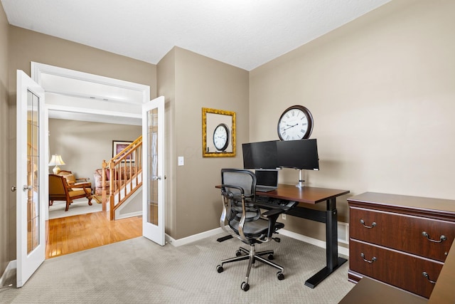 2543 Kemperwood Dr, Blacklick, OH 43004 - office featuring french doors, carpet floors, and baseboards