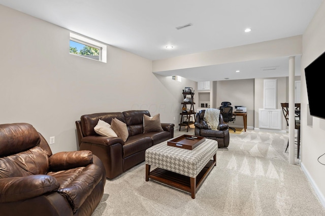2543 Kemperwood Dr, Blacklick, OH 43004 - living room featuring light colored carpet and recessed lighting