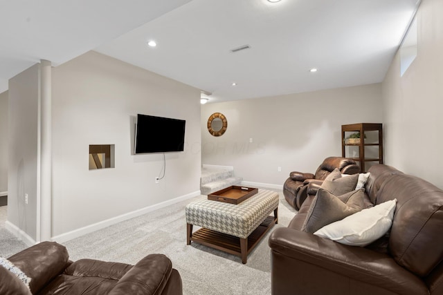2543 Kemperwood Dr, Blacklick, OH 43004 - living room featuring light carpet, baseboards, and recessed lighting