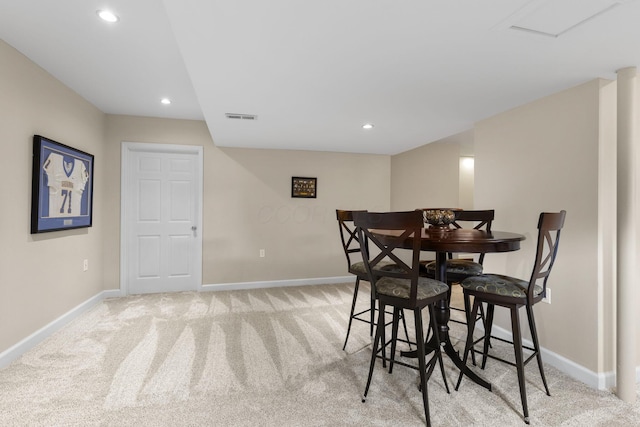 2543 Kemperwood Dr, Blacklick, OH 43004 - dining space with baseboards, light colored carpet, and recessed lighting