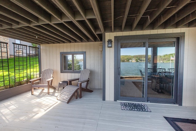 exterior space featuring a water view