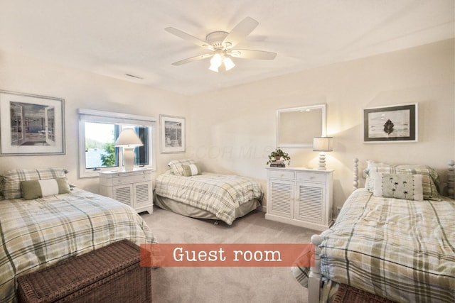 bedroom featuring a ceiling fan and carpet floors