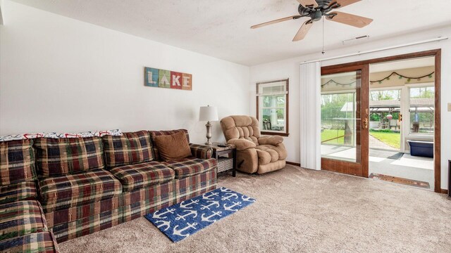 14672 Township Rd Unit 1062, Thornville, OH 43076 - carpeted living area with ceiling fan