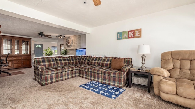14672 Township Rd Unit 1062, Thornville, OH 43076 - living room featuring ceiling fan and carpet