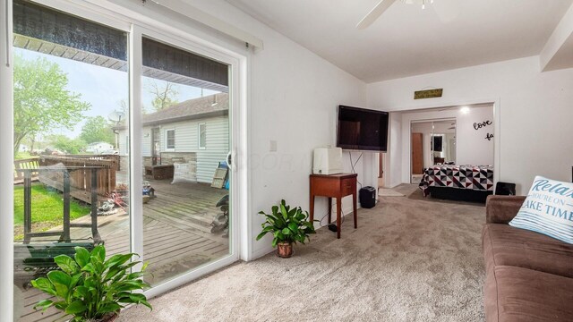 14672 Township Rd Unit 1062, Thornville, OH 43076 - living room featuring carpet floors and ceiling fan
