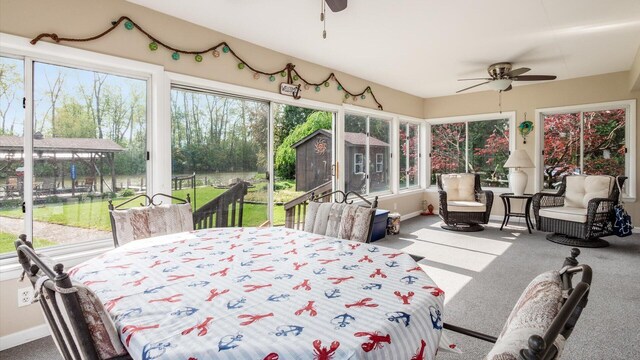 14672 Township Rd Unit 1062, Thornville, OH 43076 - sunroom featuring a ceiling fan and outdoor dining space