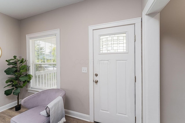146 E Woodrow Ave, Columbus, OH 43207 - entryway with baseboards and wood finished floors